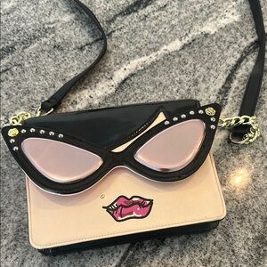Betsey Johnson Black and Pink Crossbody Bag